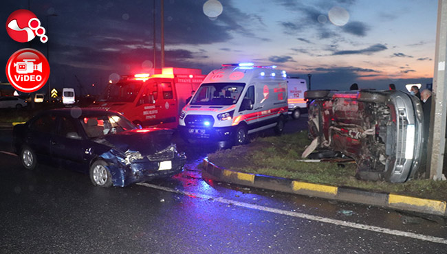 Kavşakta çarpıştılar, takla attı...