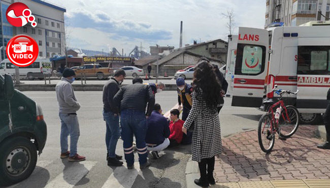 Bisikletli çocuk minibüse çarptı!!!