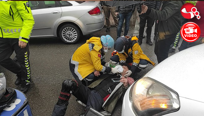 Motosiklet ile Otomobil çarpıştı!!!