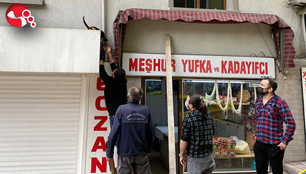 Mahsur kalan kediye esnaftan yardım eli