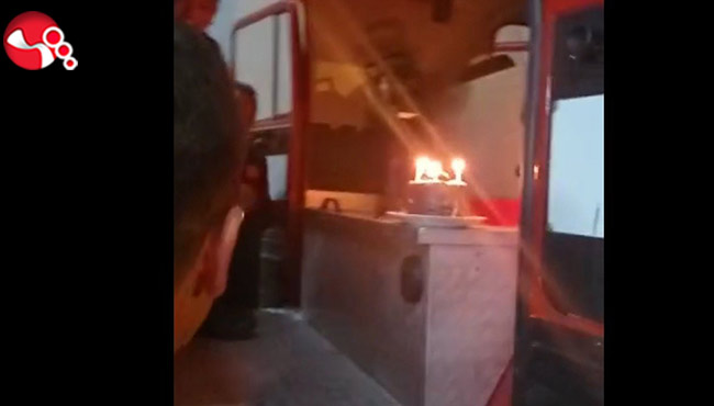 Kazaya koşan itfaiye erine doğum günü sürprizi