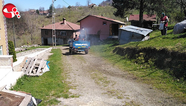 Köyü dezenfekte etti!!!