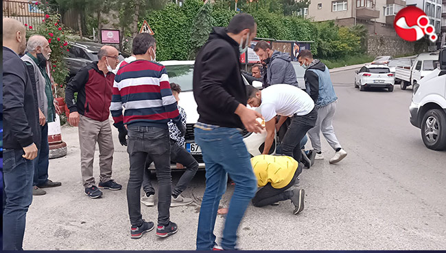 Sıkışan köpeği vatandaşlar kurtardı