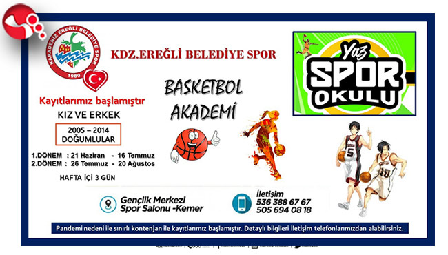 Kdz. Ereğli Belediyespor, Basketbol Yaz Spor Okulları açılıyor