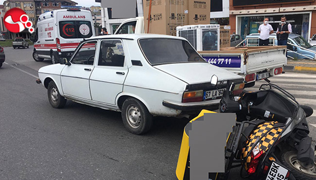Otomobille Motosiklet çarpıştı!..