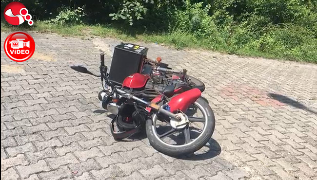 Motosiklet devrildi… Sürücü yaralandı…