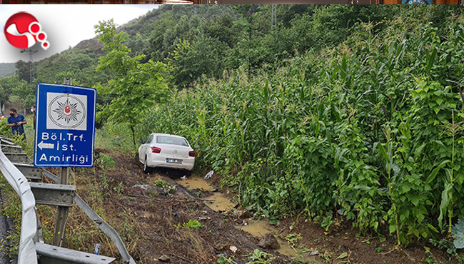 OTOMOBİL SU KANALINA UÇTU