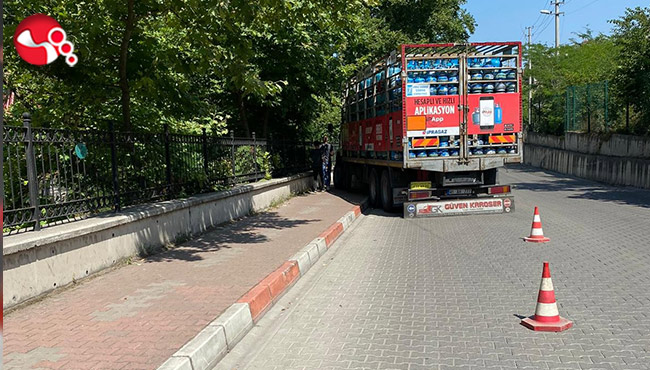 Tüp Kamyonunun freni patladı