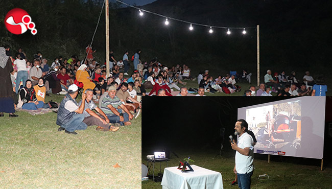 Hasbeyler Köyü’nde açık hava sineması keyfi