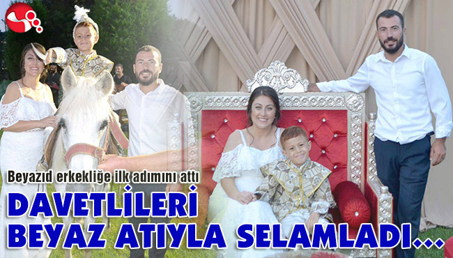 DAVETLİLERİ BEYAZ ATIYLA SELAMLADI…