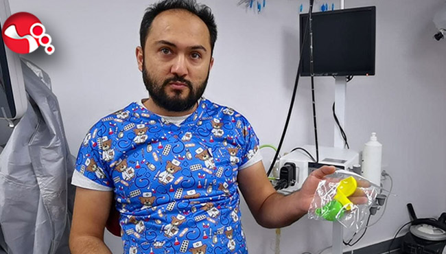 Köpeğin yuttuğu balonlar endoskopiyle çıkartıldı