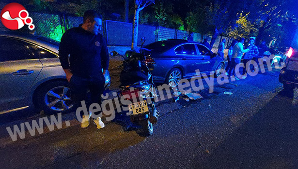 Otomobil ile motosiklet çarpıştı.: Yaralılar var!..
