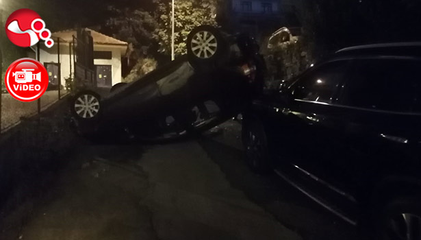 Araç aracın üzerine düştü!!!