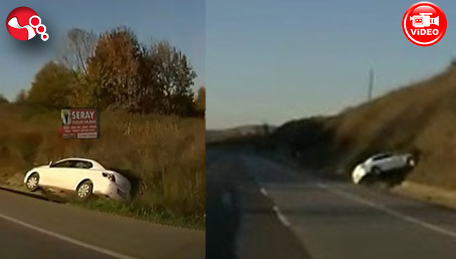 Su kanalına düştü, bariyere çarptı, takla attı!!!İşte o anlar...