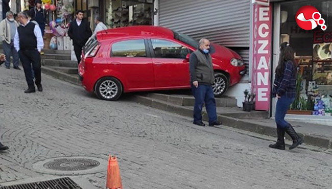 Hızını alamadı, iş yerine girdi