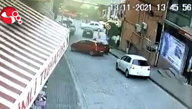 Otomobilin iş yerine girdiği anlar kameralara yansıdı