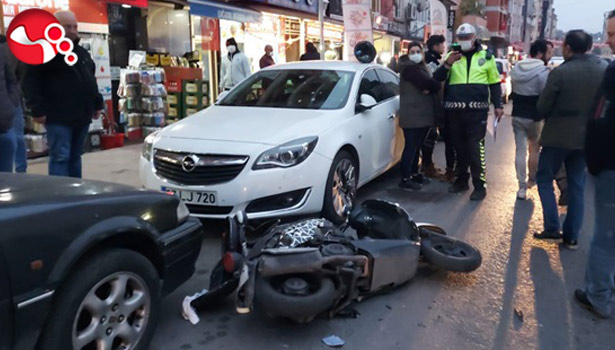 Otomobil ile Motosiklet çarpıştı!!!