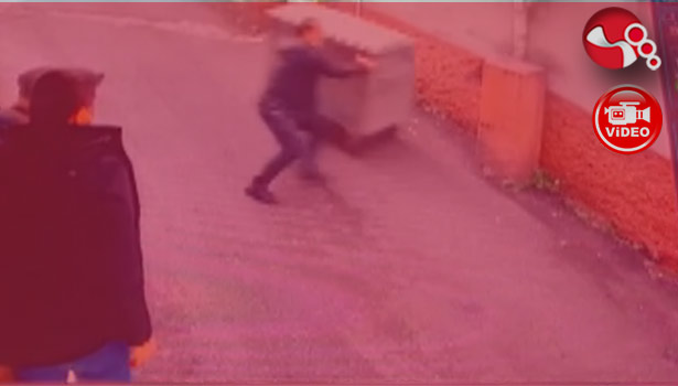 Çöp konteynırını böyle durdurdu!!!