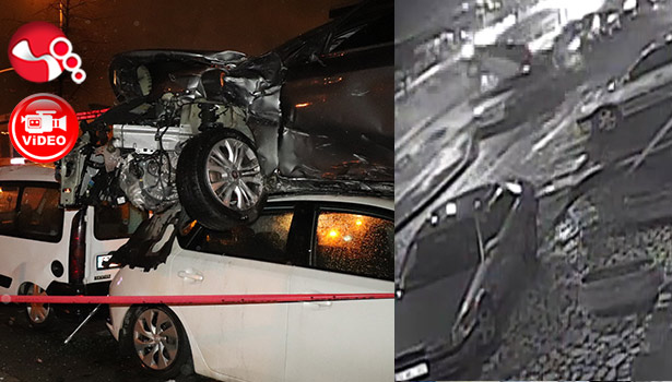 Araç asılı kalmıştı: O anlar kameralara yansıdı!!!