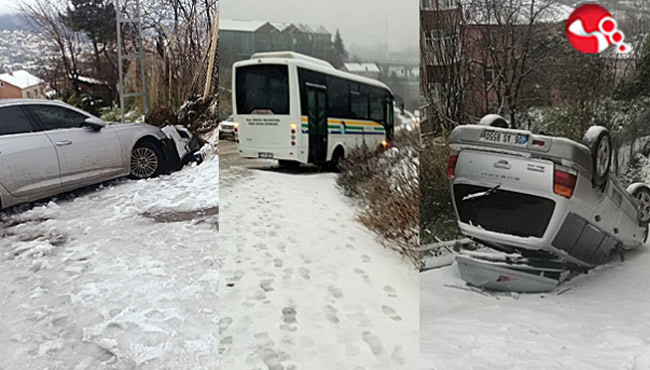 Kar yağışıyla kazaları beraberinde getirdi!