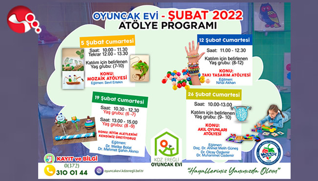 Oyuncak Evinde sürpriz atölyeler var...