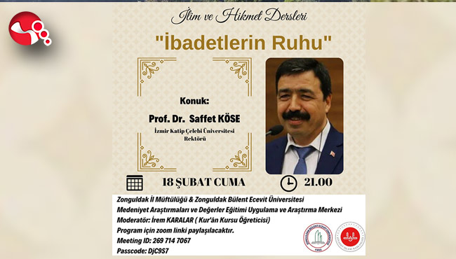 İlim ve Hikmet Derslerinin bu haftaki konuğu...