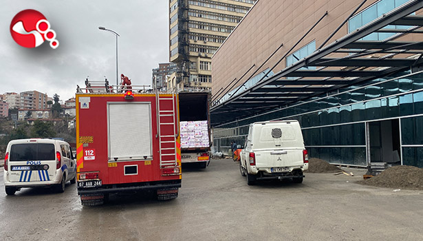 Hastane inşaatında yangın paniği