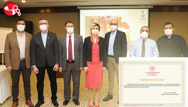 Sağlık Bakanlığı’ndan SANKO Hastanesine Teşekkür Belgesi