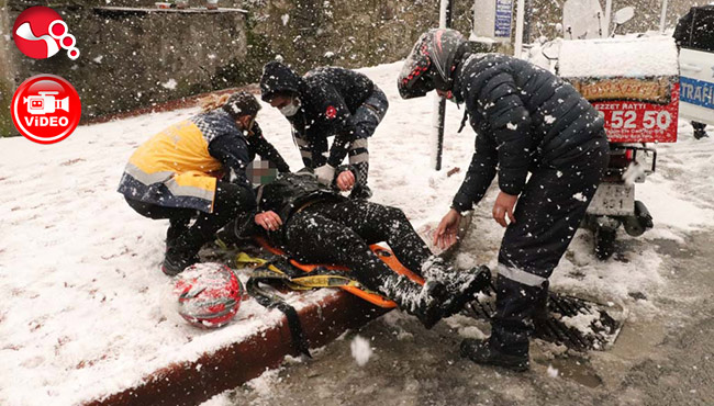 Motosikletli kurye zor anlar yaşadı…