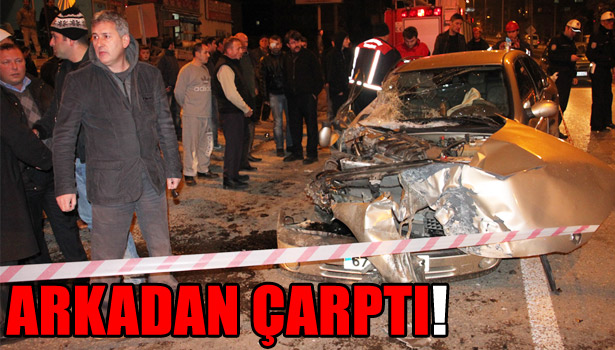 OTOMOBİL, HALK OTOBÜSÜNE ARKADAN ÇARPTI