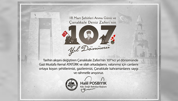 Başkan Posbıyık'ın 18 Mart Çanakkale Şehitleri Anma Günü Mesajı!