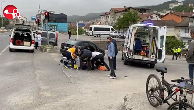 Otomobil ile Motosiklet çarpıştı!!!