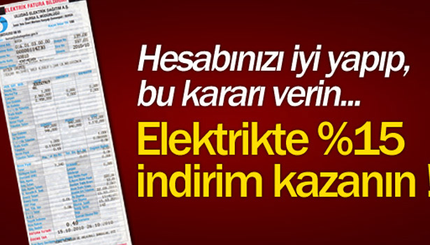 ELEKTRİK FATURALARINA İNDİRİM !
