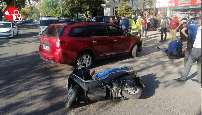 Otomobille Motosiklet çarpıştı...