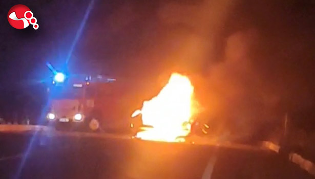 Otomobil alevlere teslim oldu