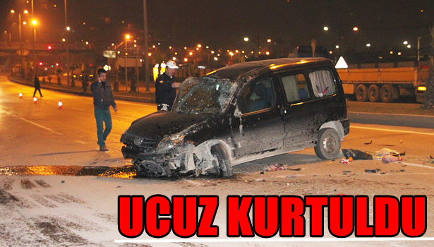 DİREKSİYON HÂKİMİYETİNİ KAYBEDEN SÜRÜCÜ TAKLA ATARAK KARŞI YÖNE GEÇTİ