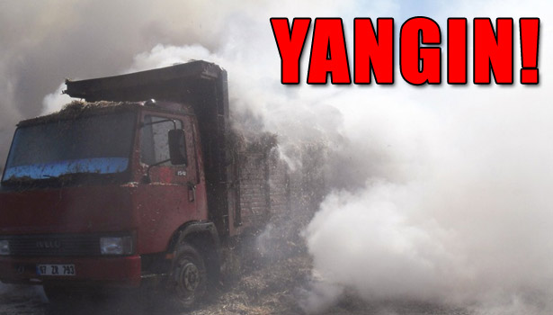 SAMAN YÜKLÜ KAMYONET YANDI