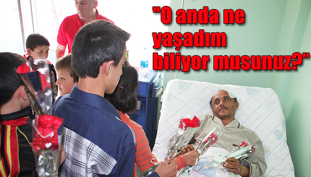 KAZAZEDE ÖĞRENCİLER, TIR SÜRÜCÜSÜNÜ HASTANEDE ZİYARET ETTİ