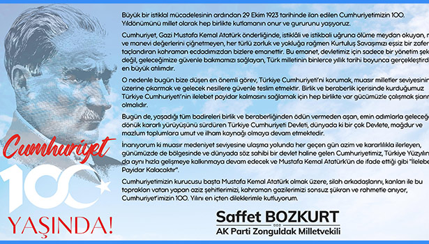 "Cumhuriyetimizin 100. yılı gururluyuz,onurluyuz"