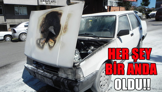 SEYİR HALİNDEKİ OTOMOBİL YANDI