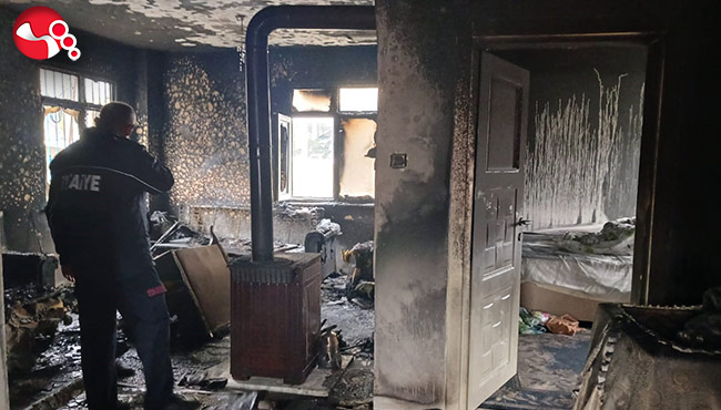 Evde çıkan yangında 2 kişi yaralandı!