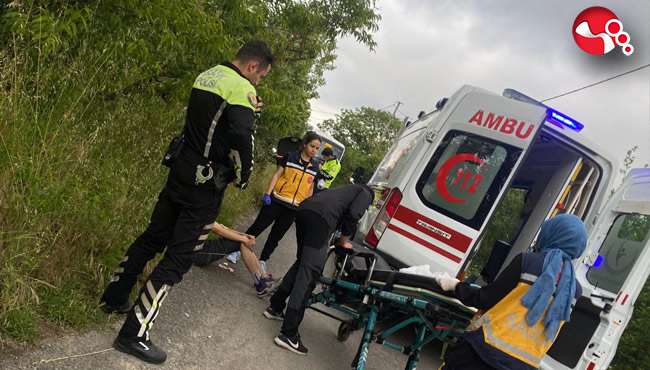 Motosiklet devrildi!...