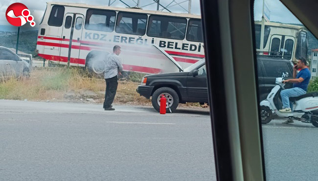 Hareket halindeyken bir anda alev aldı!