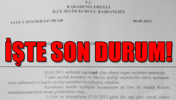 EREĞLİ TSO SEÇİMLERİ KESİNLEŞTİ