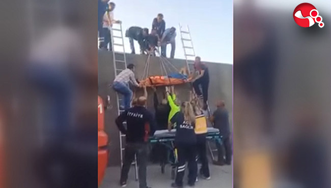 Beton bloklara sıkıştı!...