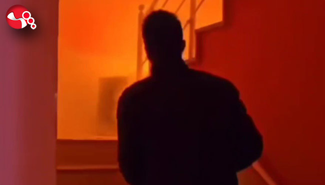 Patlayarak alev aldı