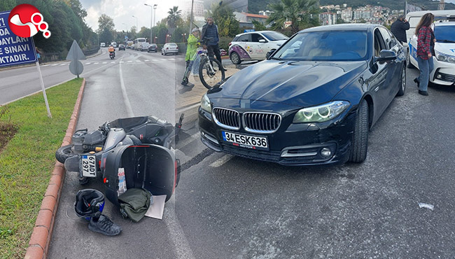 Motosikletle otomobil çarpıştı!