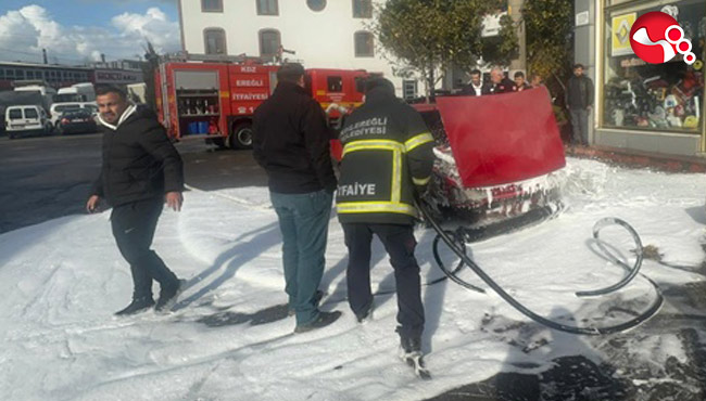 Otomobil alevlere teslim oldu