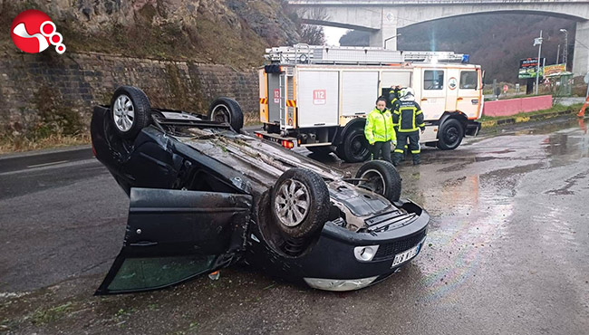 Kontrolden çıktı, ters döndü