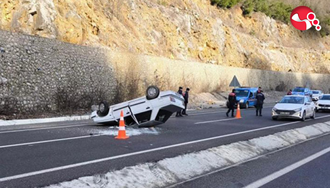 Kontrolden çıktı,takla attı
